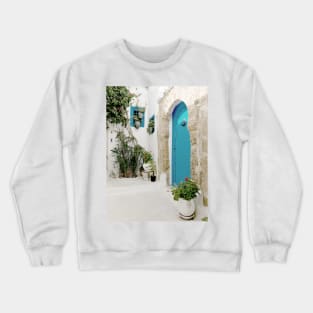 Turquoise door in Sidi Bou Saïd,  the blue town of Tunisia Crewneck Sweatshirt